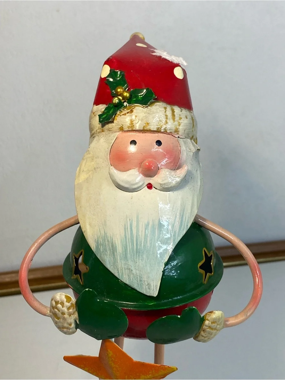 Vintage Metal Santa Claus Christmas Figurine with Star